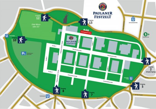 Lageplan Paulaner Festzelt auf der Theresienwiese München